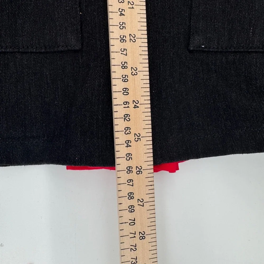 Disney Mickey Mouse Black Denim‎ Pinafore Dress Red Contrast Kids Small